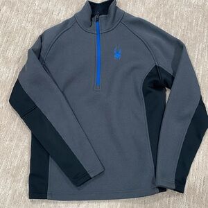 Spyder Sweater Men M 1/4 Zip Gray Spider Performance Active Athletic Outdoors
